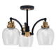 Toltec Lighting - 1947-MBBR-4812 - Three Light Semi-Flush Mount - Easton - Matte Black & Brass