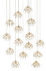 Currey and Company - 9000-0670 - 15 Light Pendant - Crystal Bud Collection - Crystal/ Contemporary Silver Leaf