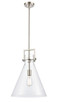 manufacturer_finish:Brushed Satin Nickel|manufacturer_glass:Clear Newton Cone|light_output:220.00lm|color_temperature:2200K|cri:99