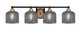 Toltec Lighting - 3424-MBBR-4612 - Four Light Bath Bar - Paramount - Matte Black & Brass