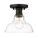 Carver One Light Flush Mount (0305-FM BLK-CLR)