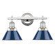 Golden - 3306-BA2 CH-NVY - Two Light Bath Vanity - Orwell - Chrome