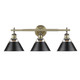 Golden - 3306-BA3 AB-BLK - Three Light Bath Vanity - Orwell - Aged Brass
