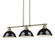 Golden - 3602-3LP AB-BK - Three Light Linear Pendant - Duncan - Aged Brass