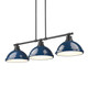 Golden - 3602-3LP BLK-NVY - Three Light Linear Pendant - Duncan - Matte Black