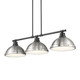 Golden - 3602-3LP BLK-PW - Three Light Linear Pendant - Duncan - Matte Black