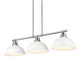 Golden - 3602-3LP PW-WHT - Three Light Linear Pendant - Duncan - Pewter