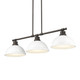 Golden - 3602-3LP RBZ-WHT - Three Light Linear Pendant - Duncan - Rubbed Bronze