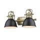 Golden - 3602-BA2 AB-BLK - Two Light Bath Vanity - Duncan - Aged Brass