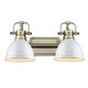 Golden - 3602-BA2 AB-WH - Two Light Bath Vanity - Duncan - Aged Brass