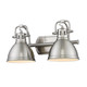Golden - 3602-BA2 PW-PW - Two Light Bath Vanity - Duncan - Pewter