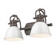 Golden - 3602-BA2 RBZ-WH - Two Light Vanity - Duncan - Rubbed Bronze