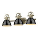 Golden - 3602-BA3 AB-BK - Three Light Bath Vanity - Duncan BCB - Aged Brass