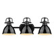 Golden - 3602-BA3 BLK-BK - Three Light Bath Vanity - Duncan BCB - Matte Black
