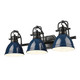 Golden - 3602-BA3 BLK-NVY - Three Light Vanity - Duncan BCB - Matte Black