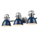 Golden - 3602-BA3 CH-NVY - Three Light Bath Vanity - Duncan BCB - Chrome