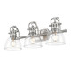 Golden - 3602-BA3 PW-CLR - Three Light Vanity - Duncan - Pewter