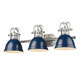 Golden - 3602-BA3 PW-NVY - Three Light Bath Vanity - Duncan BCB - Pewter