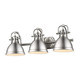Golden - 3602-BA3 PW-PW - Three Light Bath Vanity - Duncan - Pewter