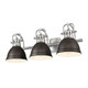 Golden - 3602-BA3 PW-RBZ - Three Light Vanity - Duncan BCB - Pewter