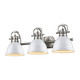 Golden - 3602-BA3 PW-WH - Three Light Bath Vanity - Duncan - Pewter