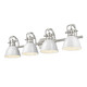 Golden - 3602-BA4 PW-WH - Four Light Vanity - Duncan - Pewter