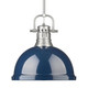 Golden - 3604-L PW-NVY - One Light Pendant - Duncan - Pewter