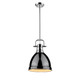 Golden - 3604-S CH-BK - One Light Pendant - Duncan - Chrome