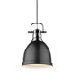 Golden - 3604-S CH-BLK - One Light Pendant - Duncan - Chrome