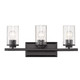 Golden - 4309-BA3 BLK-BLK-SD - Three Light Bath Vanity - Mercer - Matte Black