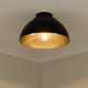 Zoey PW Three Light Flush Mount (6956-FM BLK-BLK)