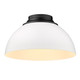 Golden - 6956-FM BLK-WHT - Three Light Flush Mount - Zoey PW - Matte Black