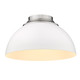 Golden - 6956-FM PW-WHT - Three Light Flush Mount - Zoey - Pewter