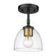 Golden - 6958-SF BLK-BCB-CLR - One Light Semi-Flush Mount - Roxie - Matte Black