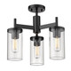 Golden - 7011-3SF BLK-CLR - Three Light Semi-Flush Mount - Winslett - Matte Black