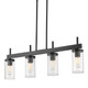 Golden - 7011-LP BLK-CLR - Four Light Linear Pendant - Winslett - Matte Black