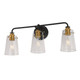 Forte - 5118-03-62 - Three Light Bath Bar - Ronna - Black and Soft Gold
