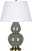 Robert Abbey - CR20X - One Light Table Lamp - Double Gourd - Ash Glazed Ceramic w/Antique Brassed