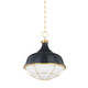 Hudson Valley - MDS1502-AGB/DBL - One Light Pendant - Holkham - Aged Brass/Darkest Blue
