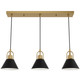 Hunter - 13174 - Three Light Pendant - Carrington Isle - Luxe Gold