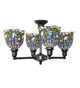 Meyda Tiffany - 262834 - Four Light Chandelier - Tiffany Flowering Lotus - Craftsman Brown