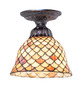 Meyda Tiffany - 276082 - One Light Flushmount - Tiffany Fishscale - Mahogany Bronze