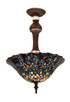 Meyda Tiffany - 31101 - Three Light Semi-Flushmount - Tiffany Peacock Feather - Mahogany Bronze