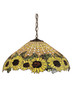 Meyda Tiffany - 47627 - Three Light Pendant - Wicker Sunflower - Mahogany Bronze