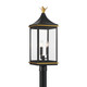 Crystorama - SIM-809-MK-TG - Three Light Outdoor Post Mount - Simpson - Matte Black + Textured Gold
