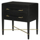 Currey and Company - 3000-0036 - Nightstand - Verona Collection - Black Lacquered Linen/Champagne