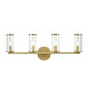 Alora - WV309044NBCG - Four Light Bathroom Fixture - Revolve - Clear Glass/Natural Brass