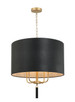 Varaluz - 368P04GOB - Four Light Pendant - Secret Agent - Painted Gold/Black Leather