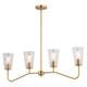 Vaxcel - H0287 - Four Light Linear Chandelier - Beverly - Muted Brass