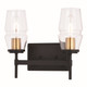 Vaxcel - W0392 - Two Light Vanity - Warren - Matte Black/Brushed Brass